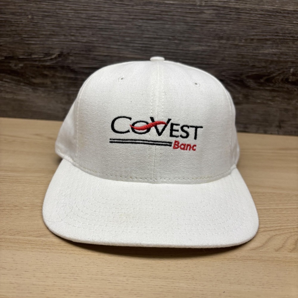 Covest Banc Hat Cap Strap Back White Ashworth Advertising Bank Mens Golf